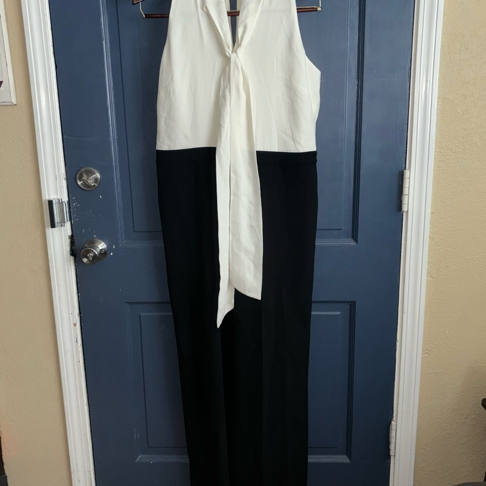 Ann Taylor Black and White Sleeveless Jumpsuit